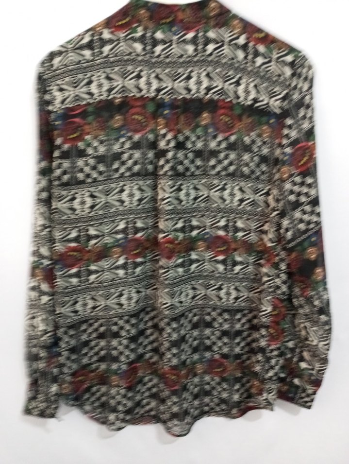 Bohem Çok Renkli Desenli Uzun Kollu Gömlek - Görsel 2