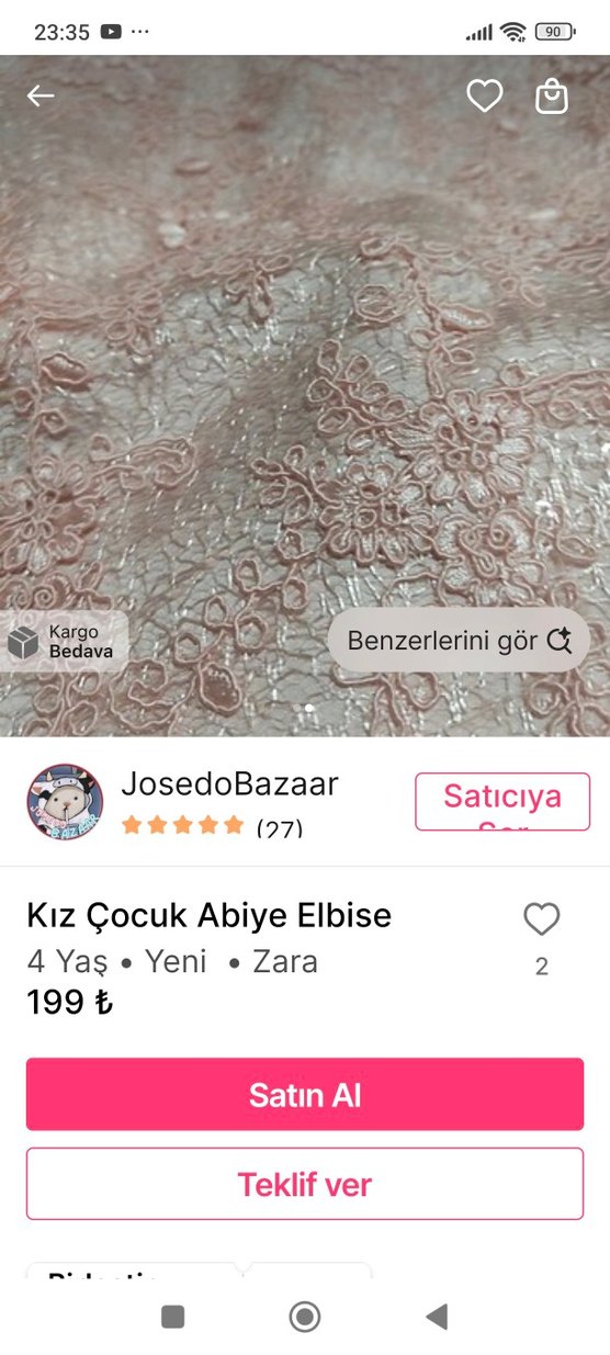 açık somon Midi Dantel Detaylı Bohem çocuk Abiye etek bluz. - Görsel 2