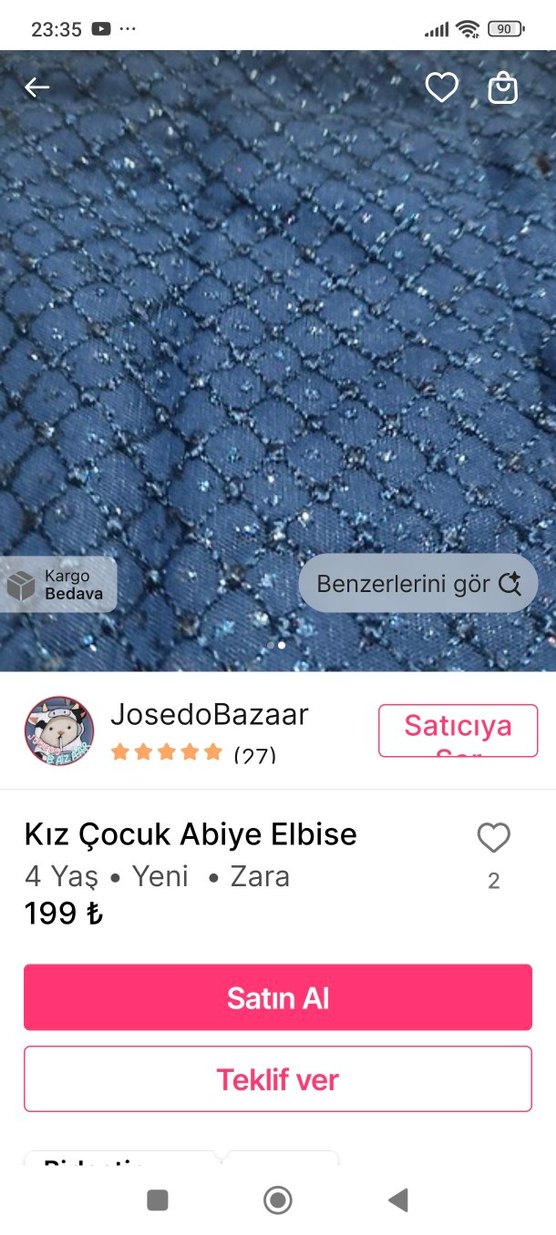 Kız Çocuk Parlak Lacivert abiye etek bluz - Görsel 2