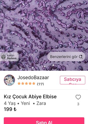 Mor çocuk Midi Abiye Etek bluz. - Görsel 2