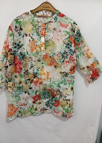 Yeşil Kadın Kumaş Pantolon ve desenli bluz takım. - Görsel 3