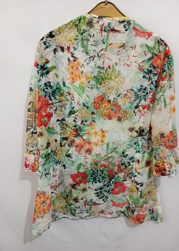 Yeşil Kadın Kumaş Pantolon ve desenli bluz takım. - Görsel 4