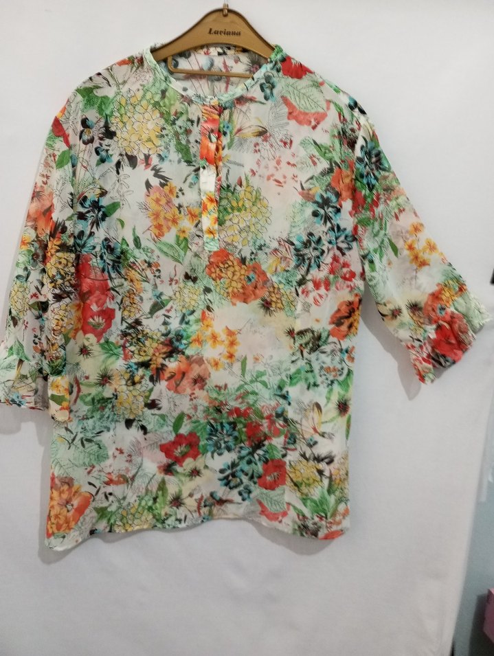 Yeşil Kadın Kumaş Pantolon ve desenli bluz takım. - Görsel 3