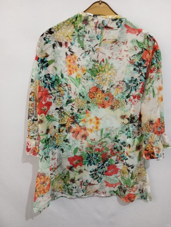 Yeşil Kadın Kumaş Pantolon ve desenli bluz takım. - Görsel 4