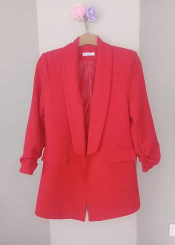 Düğmeli Kırmızı Kadın Blazer Ceket