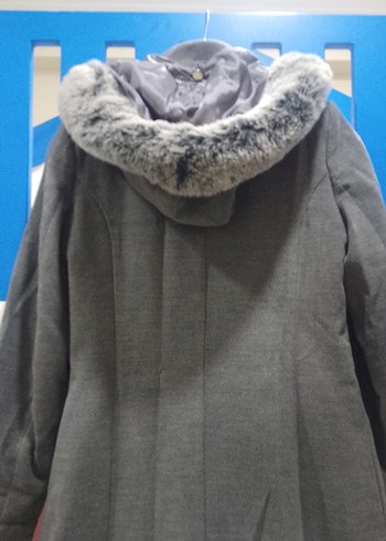 Gri Uzun Kadın Kaban - Görsel 4