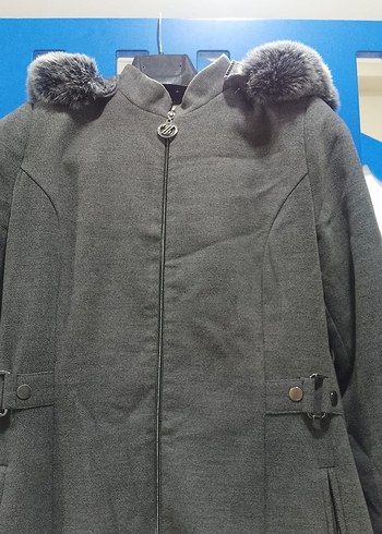 Gri Uzun Kadın Kaban - Görsel 3