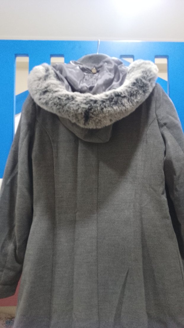 Gri Uzun Kadın Kaban - Görsel 4