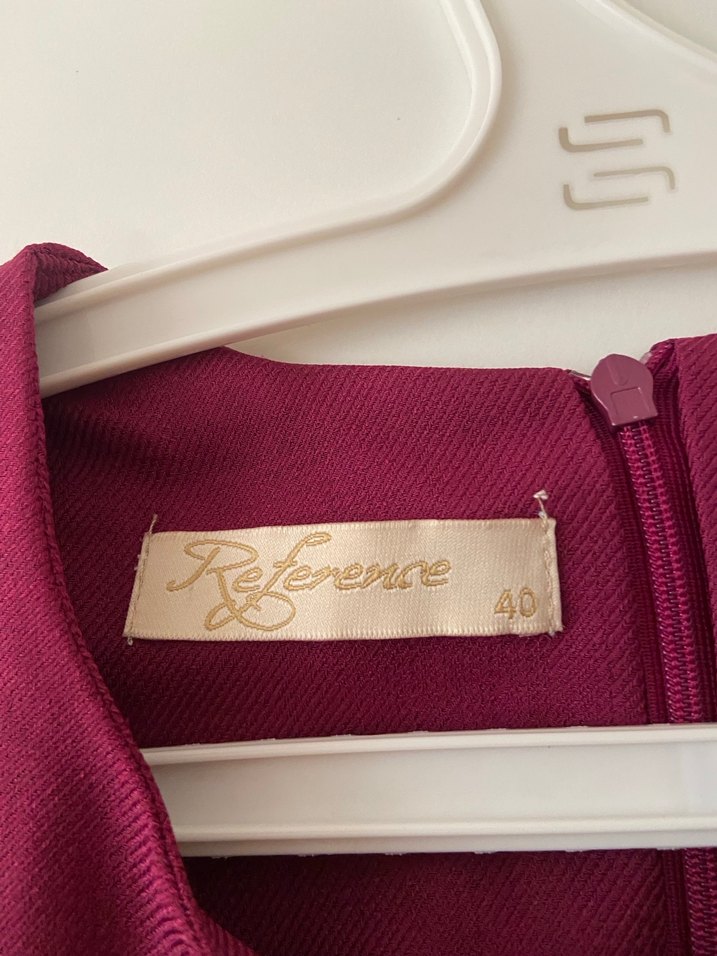 Bordo Uzun Kollu Modern Klasik Elbise - Görsel 4