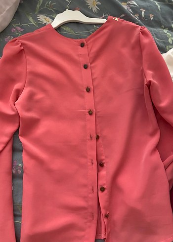 Pembe Pilili bluz , Uzun Kollu, Dar Kesim - Görsel 4