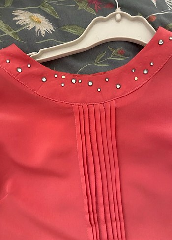 Pembe Pilili bluz , Uzun Kollu, Dar Kesim - Görsel 2