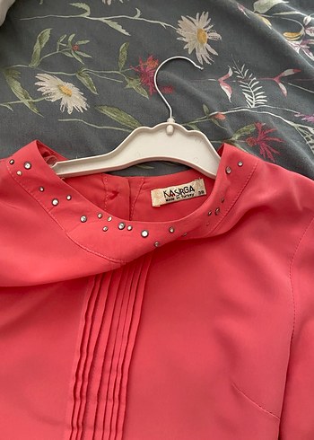 Pembe Pilili bluz , Uzun Kollu, Dar Kesim - Görsel 3