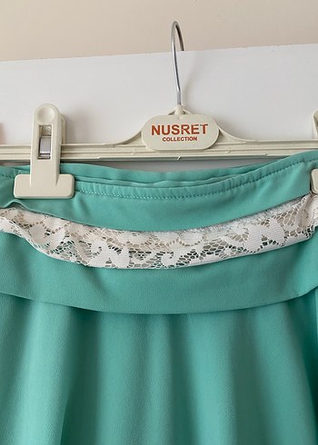 Turkuaz Drapeli Uzun Kadın Etek - Görsel 3