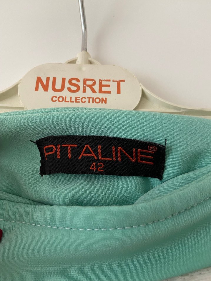 Turkuaz Drapeli Uzun Kadın Etek - Görsel 4