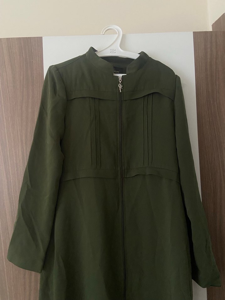 Kadın Haki Uzun Kol Fermuarlı ferace - Görsel 2