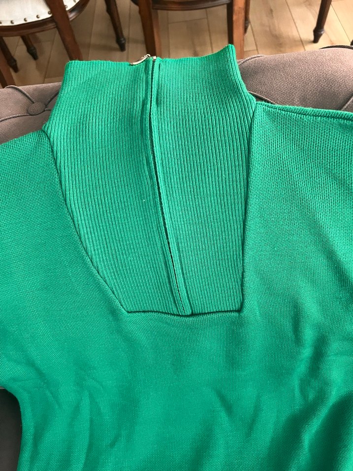 Yeşil Yarım Fermuarlı Yüksek Yaka Kadın Kazak - Görsel 3