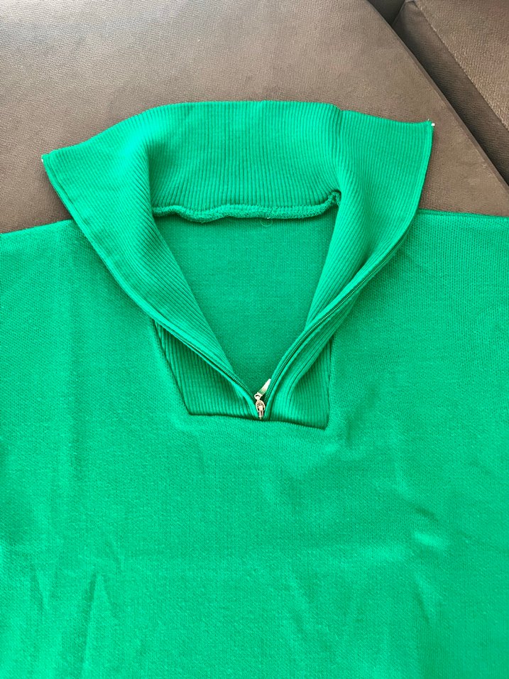 Yeşil Yarım Fermuarlı Yüksek Yaka Kadın Kazak - Görsel 2