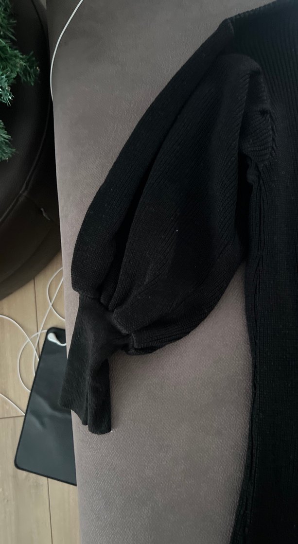 Siyah Uzun Kollu Salaş Kadın elbise - Görsel 2