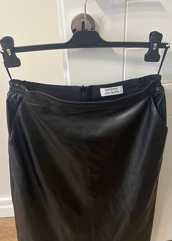 Deri siyah midi etek - Görsel 3