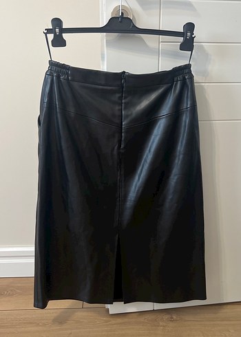Deri siyah midi etek - Görsel 2