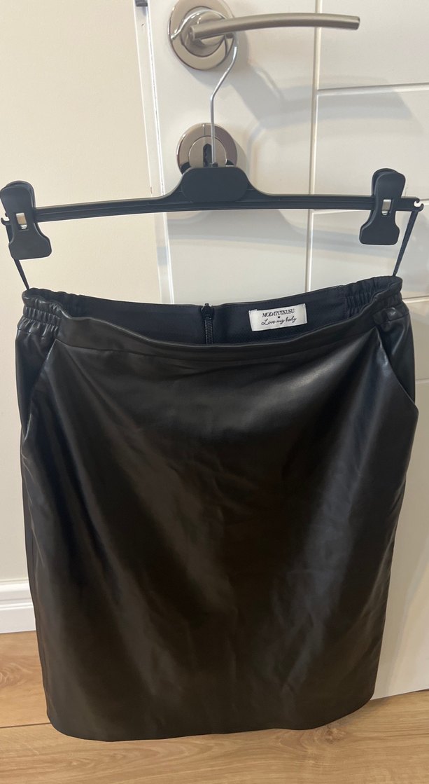 Deri siyah midi etek - Görsel 3