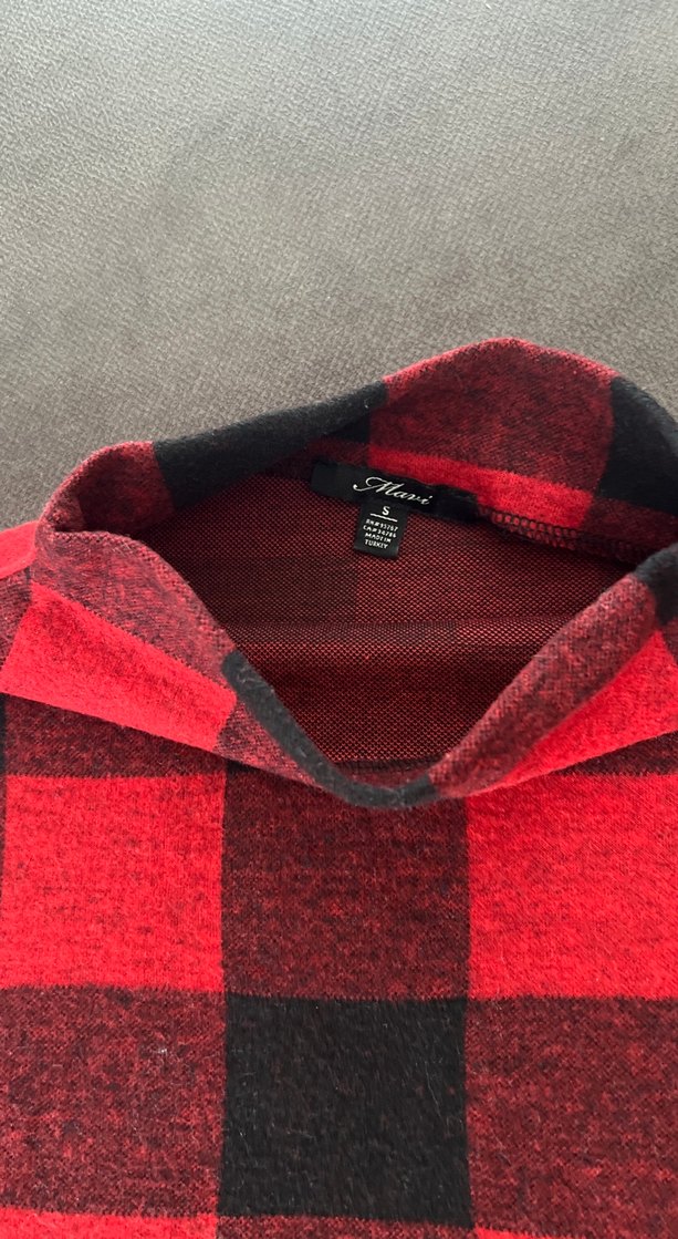 Kırmızı Ekose Desenli Boğazlı Bluz - Görsel 2