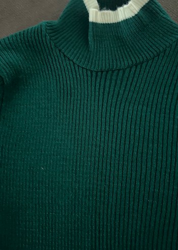 Yeşil İnce Triko Boğazlı Kazak - Görsel 2