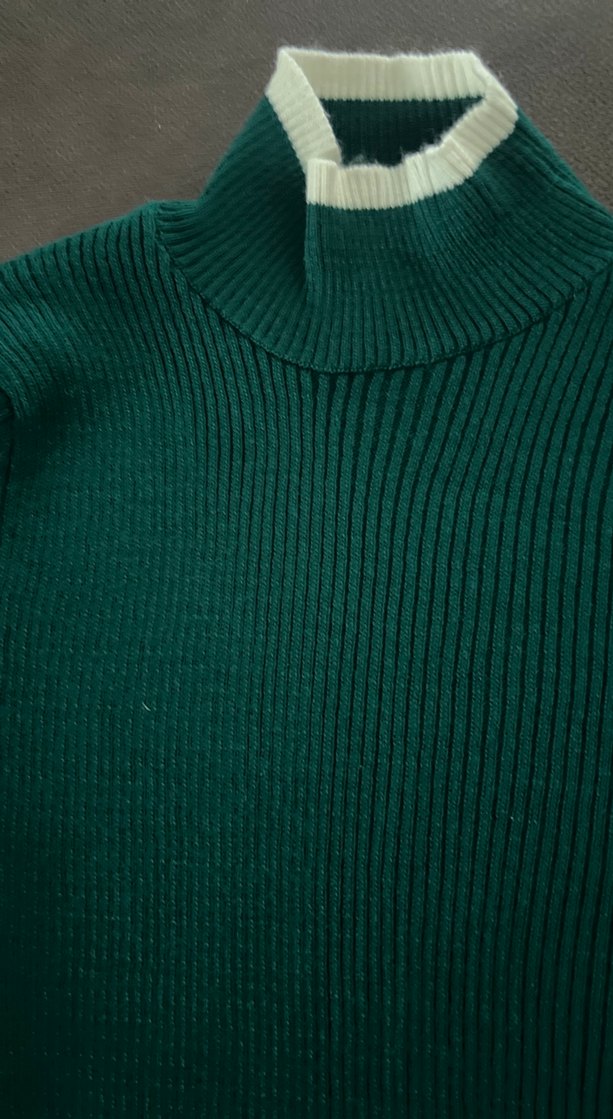 Yeşil İnce Triko Boğazlı Kazak - Görsel 2