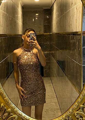 Mini abiye şampanya rengi - Görsel 3