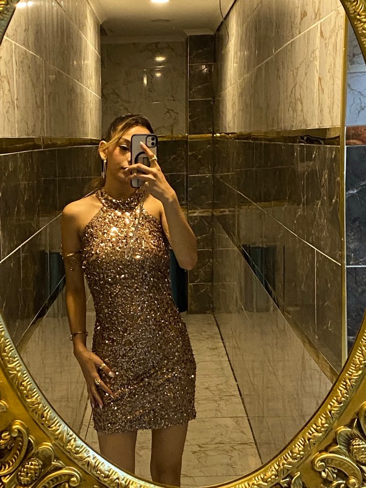 Mini abiye şampanya rengi - Görsel 3