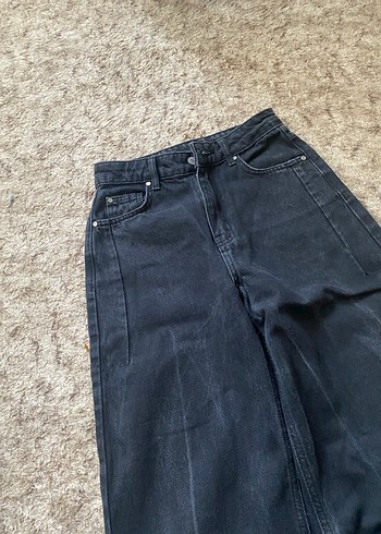 Gri Siyah Bol Kesim  Kot Pantolon - Görsel 5