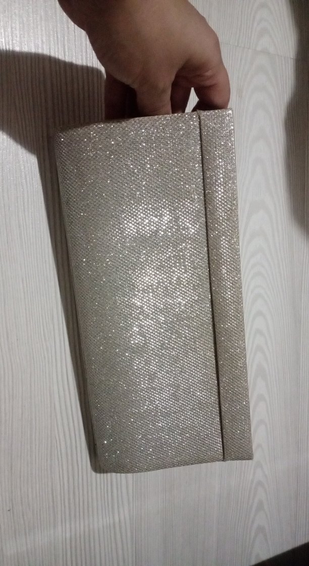 Parlak Yılan Desenli metalik gri Kadın Portföy Çanta - Görsel 2