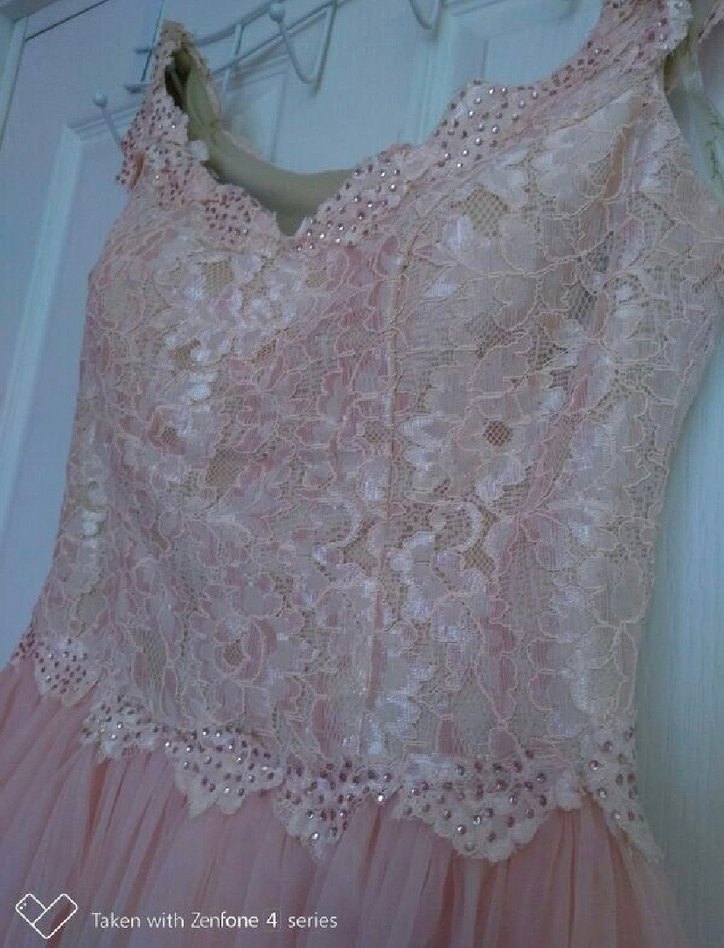 Pudra Pembe Dantel Midi Straplez Nikah Elbisesi - Görsel 2