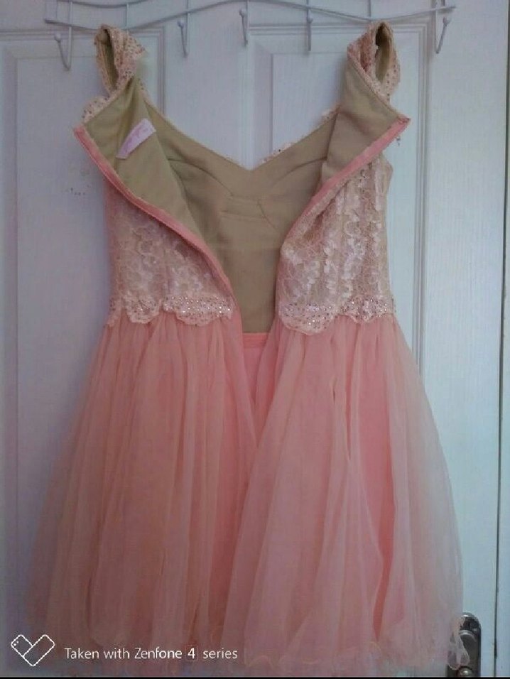 Pudra Pembe Dantel Midi Straplez Nikah Elbisesi - Görsel 5