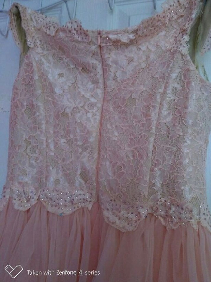 Pudra Pembe Dantel Midi Straplez Nikah Elbisesi - Görsel 4