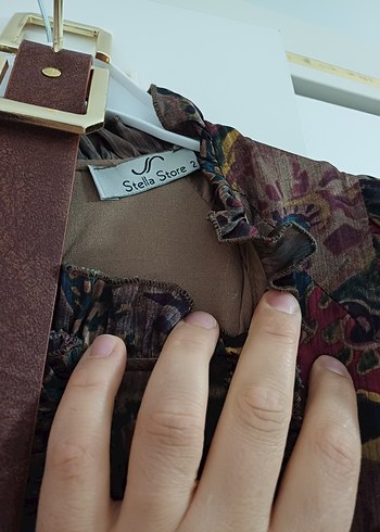44 Beden çeşitli Renk Çiçek Desenli Bohem Uzun Elbise