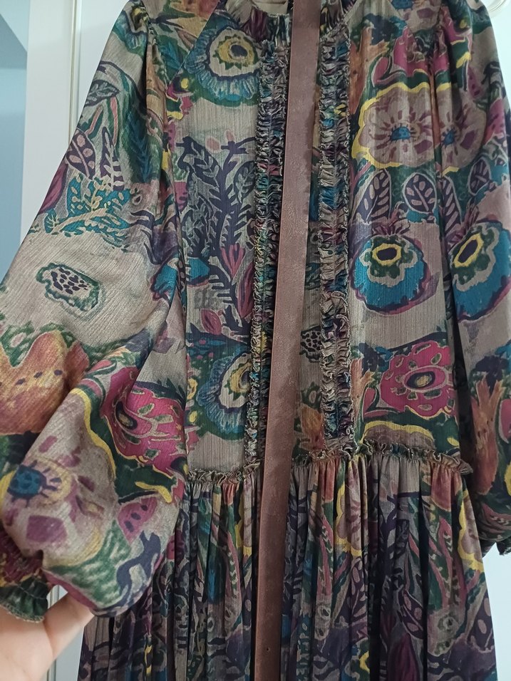 Çiçek Desenli Bohem Uzun Elbise - Görsel 2