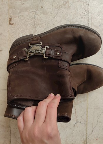 Kahverengi Süet Tokalı Biker Bot - Görsel 2