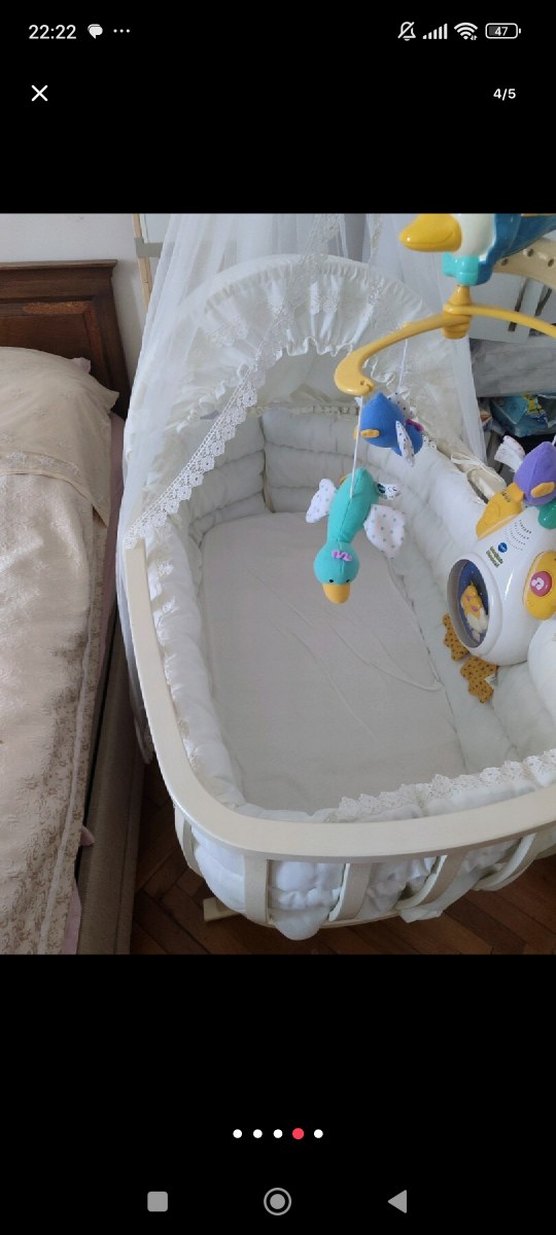 Ekru Bebek Beşiği ve Sepeti - Görsel 3