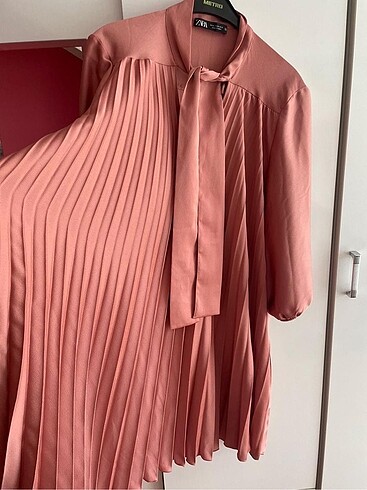 xl Beden pembe Renk Zara piliseli Pembe Elbise Günlük/ Ofis