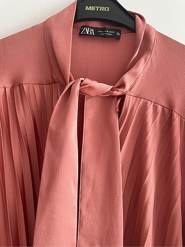 xl Beden Zara piliseli Pembe Elbise Günlük/ Ofis