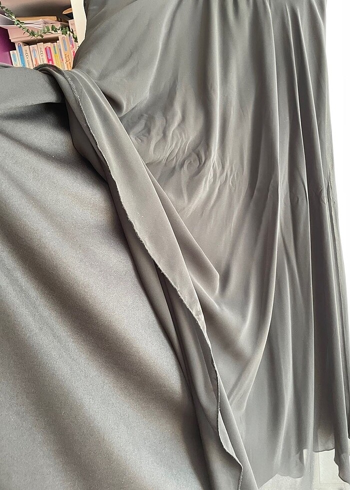 Siyah Astarlı Şifon Uzun Etek - Görsel 4