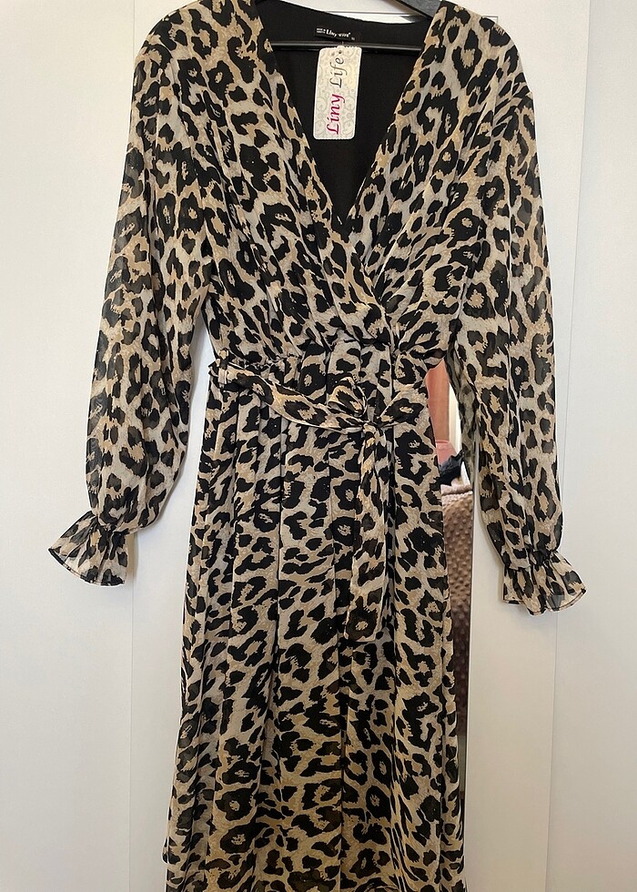 Kadın Leopar Elbise - Görsel 3