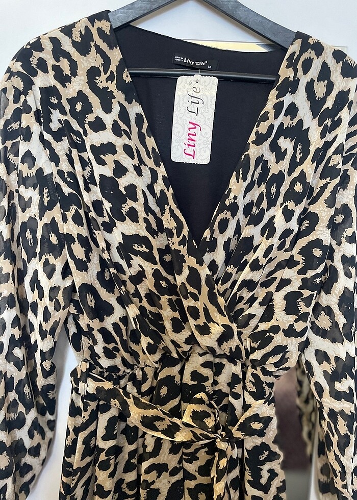 Kadın Leopar Elbise - Görsel 5