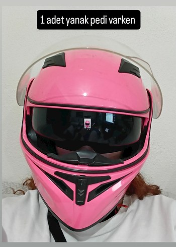 Pembe Motosiklet Kaskı - Görsel 4