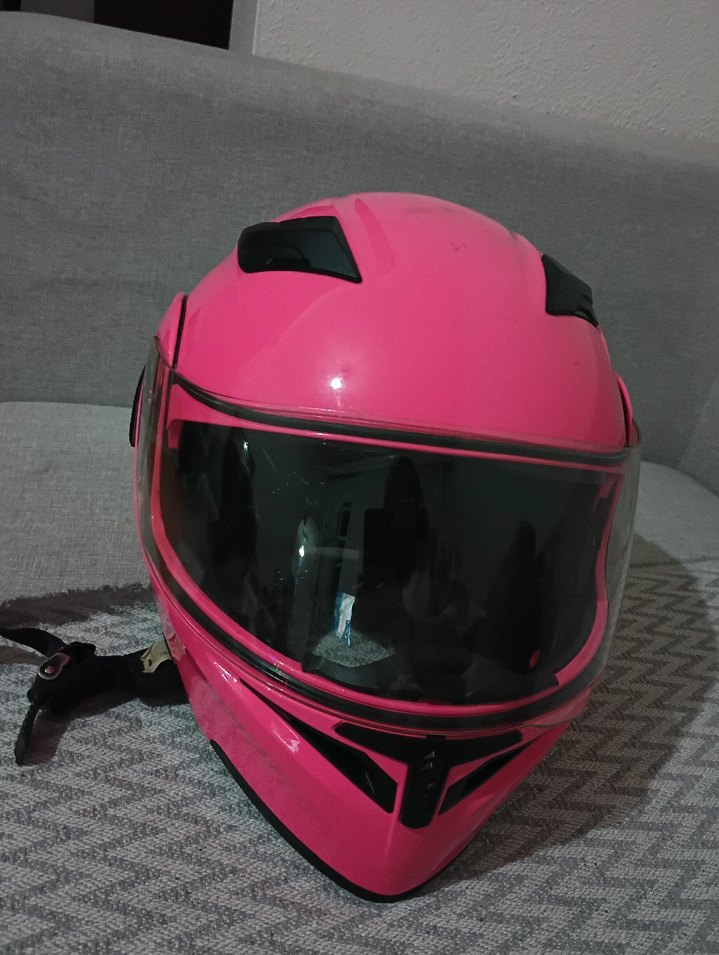 Pembe Motosiklet Kaskı - Görsel 2