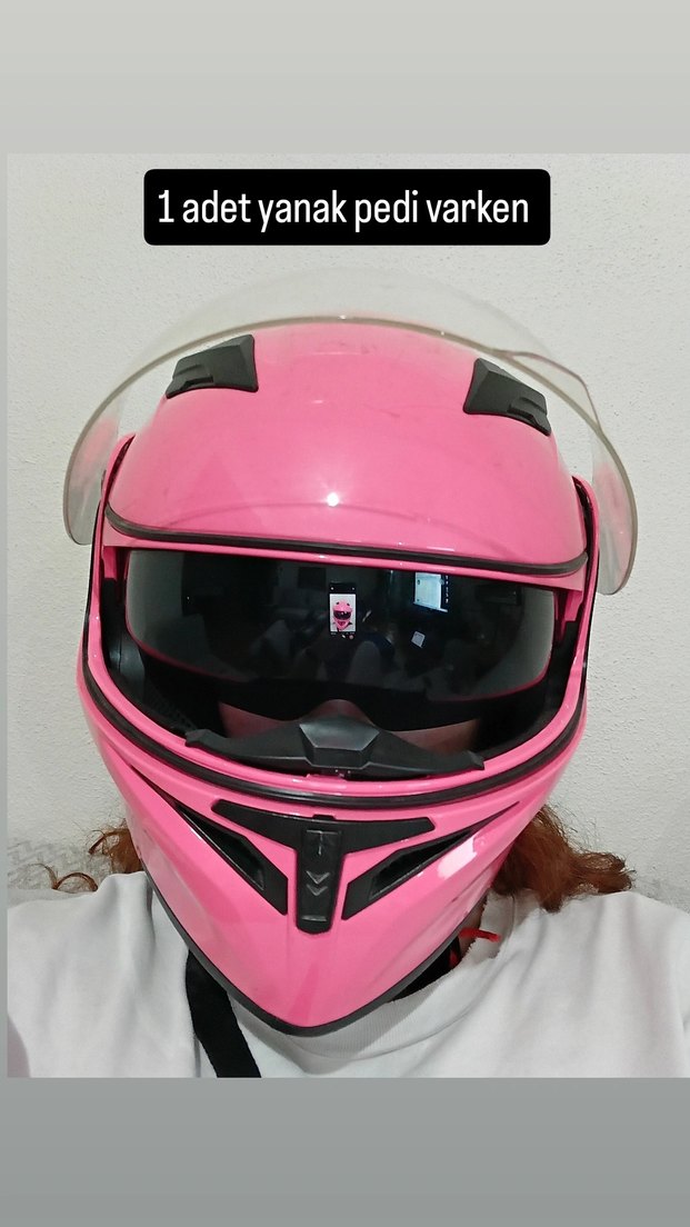 Pembe Motosiklet Kaskı - Görsel 4