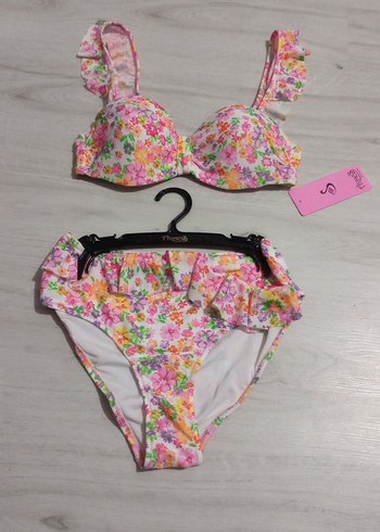 Pembe Çiçekli Bohem Bikini Takımı