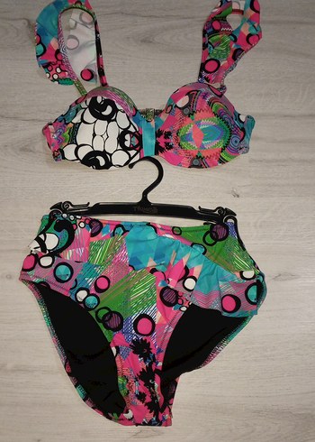 Renkli Düğmeli Mini Bikini Takımı
