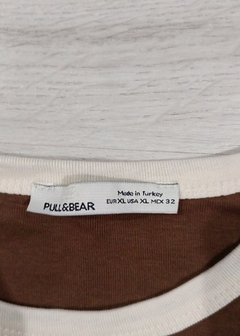 Pull and Bear Kahverengi Pamuklu Kadın Oversize Tişört